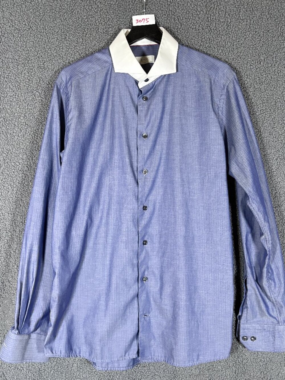 Eton Slim Fit Herringbone Contrast Collar Dress Shirt - Men's Size 42 / 16.5
